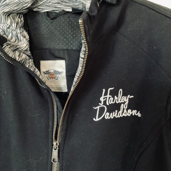 HARLEY-DAVIDSON Women's Heavy Duty Hooded Sweatshirt Riding Jacket EUC Size L - Picture 1 of 11